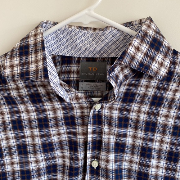 Thomas Dean Plaid Button Down Size Large - Picture 2 of 6